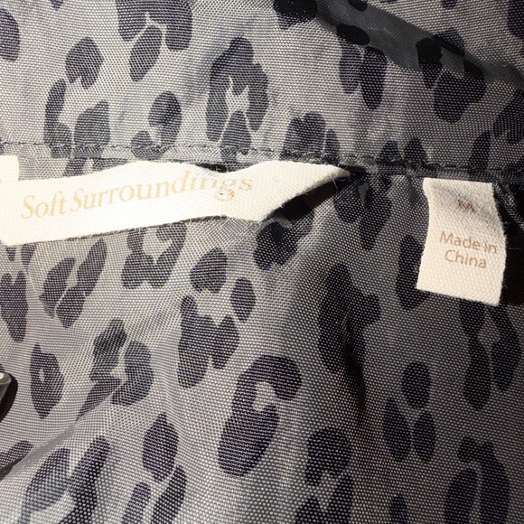 Soft Surroundings Nylon Leopard Animal Print Lined Trench Rain Coat Jacket SZ M - Picture 8 of 10